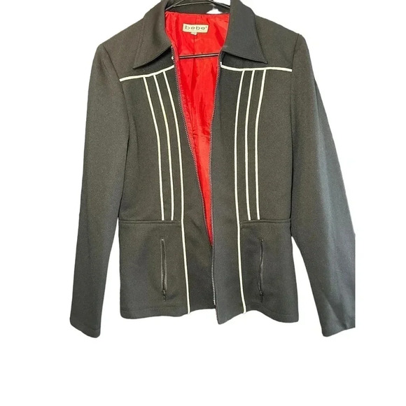 Bebe Women's Black Long Sleeves Zip Up Blazer Jacket Size 10 - Picture 2 of 9